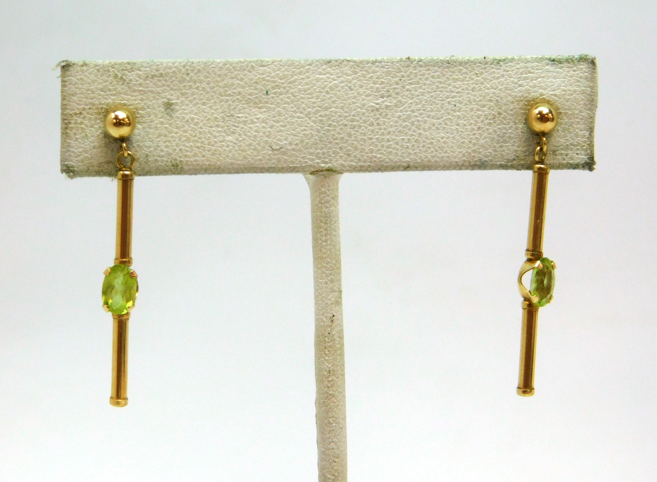 Buy The Elegant 14K Yellow Gold Peridot Drop Earrings 1 1g GoodwillFinds