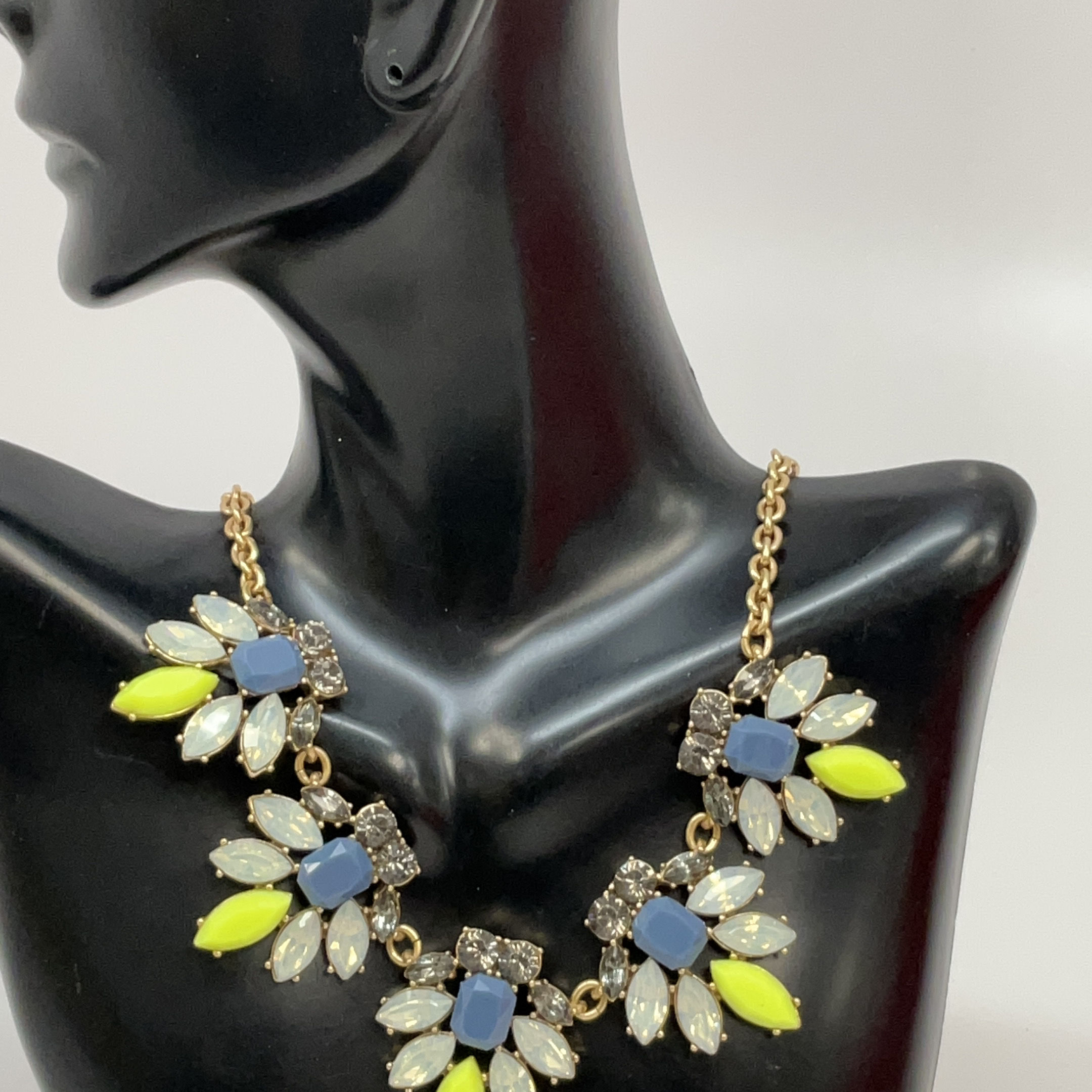 Buy The Designer J Crew Gold Tone Blue Yellow Crystals Flora Statement