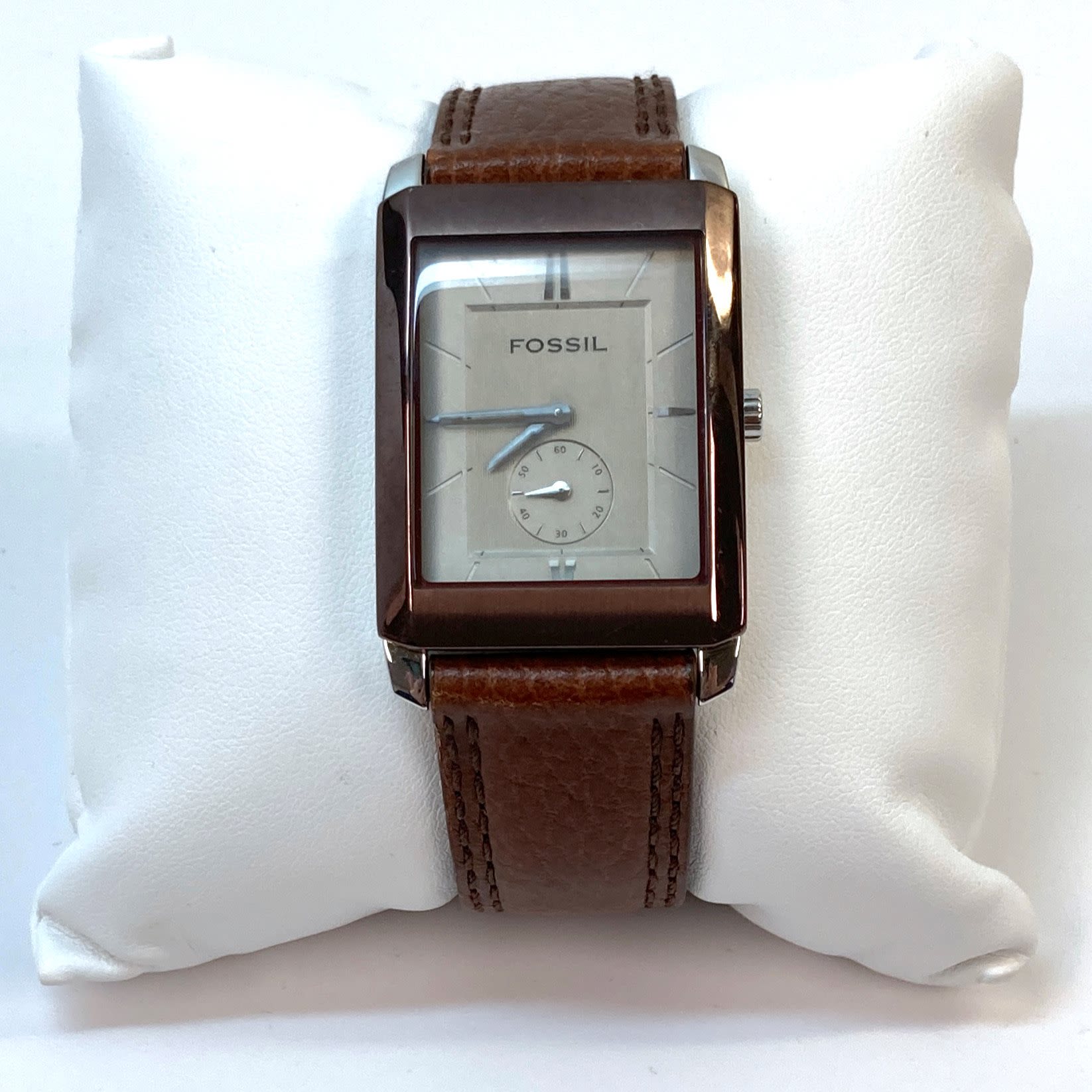 Buy The Designer Fossil Arkitekt Fs Silver Tone Leather Strap