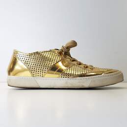 Alessandro Dell'Acqua Gold Perforated Sneakers M 10