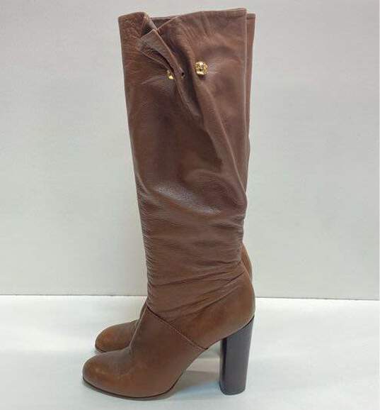 Tory Burch Leather Slouchy Riding Boots Brown 8 image number 2