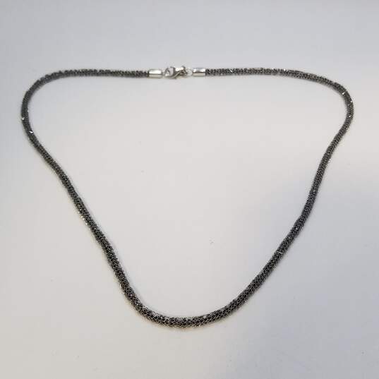 Milo Sterling Silver Mesh Black Crystal Necklace 14.6g DAMAGED image number 5