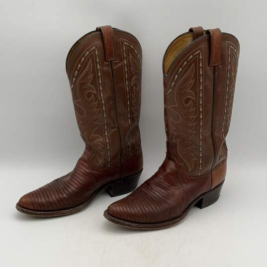 Dan Post Mens Brown Leather Embroidered Knee Length Cowboy Western Boots Sz 9.5 image number 2