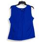 NWT Calvin Klein Womens Blue Pleated Round Neck Pullover Tank Top Size XL image number 2