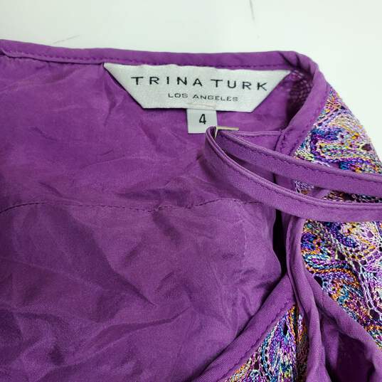 Trina Turk Purple Retro Silk Lined Shift Dress  Size 4 image number 3