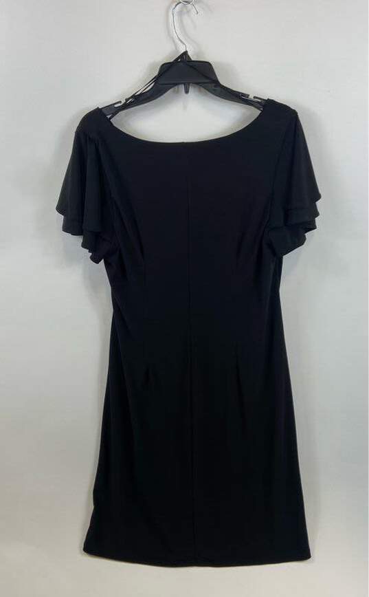 NWT MSK Womens Black Flutter Sleeve Ruched Surplice Neck Sheath Dress Size 1X image number 2