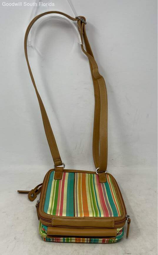 Fossil Womens Multicolor Striped Adjustable Strap Crossbody Bag image number 4