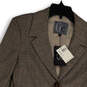 NWT Womens Brown Plaid Notch Lapel Single Breasted Blazer Jacket Size 8 image number 3