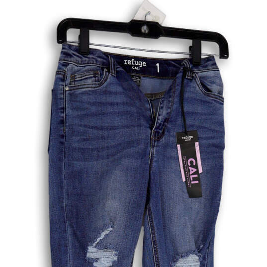 NWT Womens Blue Medium Wash High-Rise Distressed Skinny Leg Jeans Size 1 image number 3