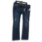 NWT Antique Rivet Womens Bootcut Leg Jeans Distressed Dark Blue Denim Size 36 image number 1