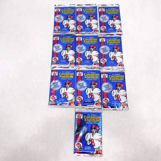 10 Factory Sealed 1991 All World CFL Football Cards Packs image number 1