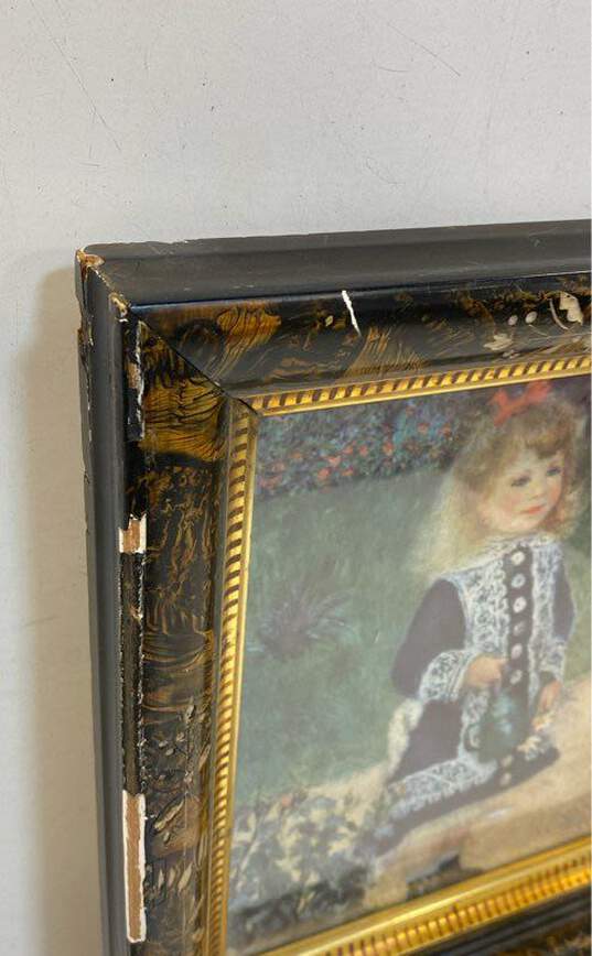 Girl with a Watering Can with Vintage Frame Print by Renoir Impressionist Framed image number 3