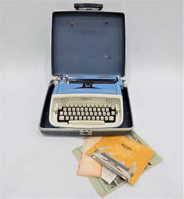 Vintage Royal Aristocrat Blue Portable Typewriter w/ Case & Manual