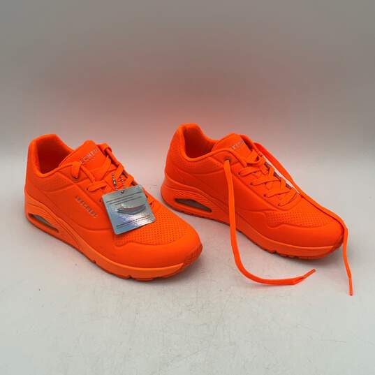 NWT Skechers Womens Uno Stand On Air 73667 Bright Neon Orange Sneaker Shoes Sz 8 image number 1