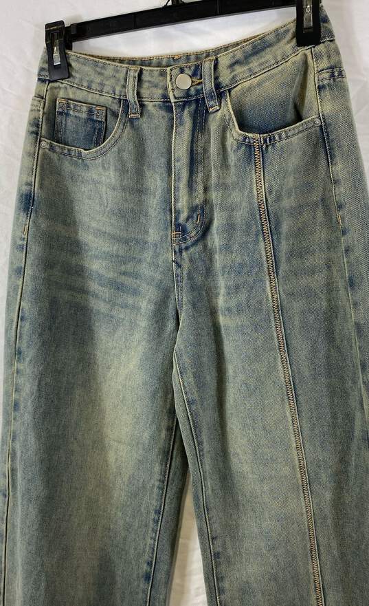 NWT Dazy Womens Blue Pockets Medium Wash High Rise Denim Wide-Leg Jeans Size 25 image number 3