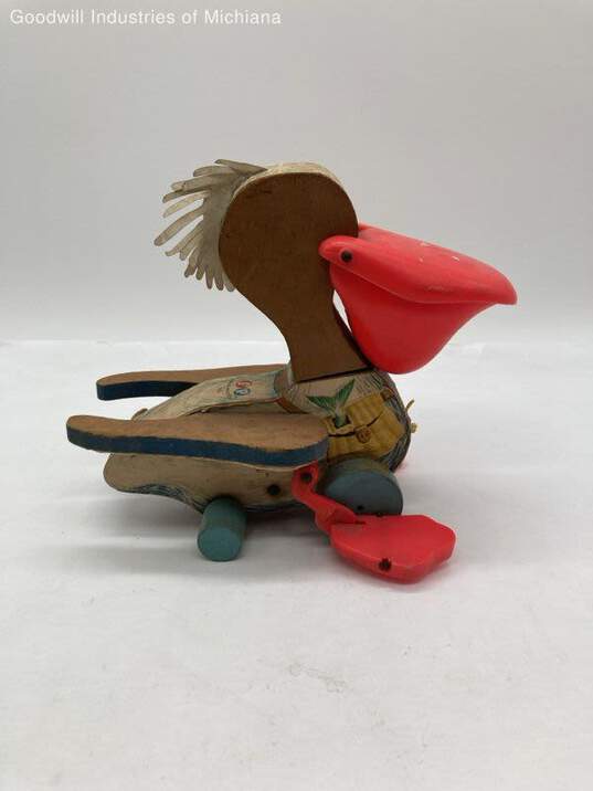 Fisher Price Big Bill Pelican Wood Pull Toy image number 2