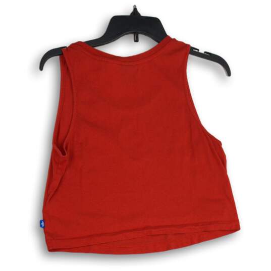 Adidas Womens Red Crew Neck Sleeveless Activewear Cropped Tank Top Size Small image number 2