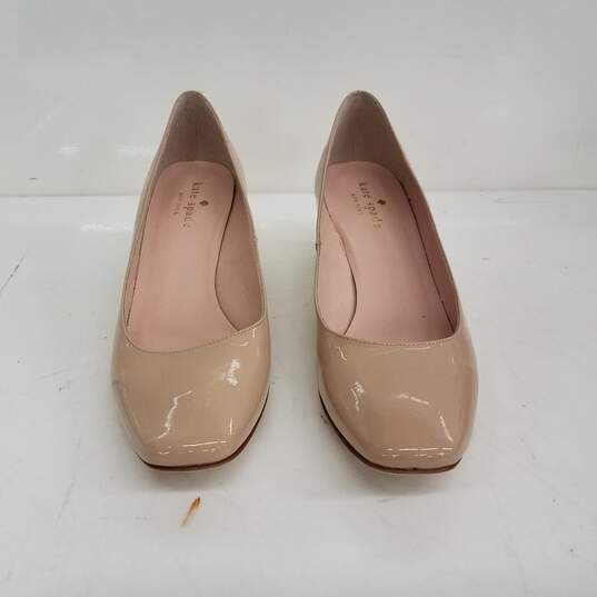 Kate Spade Nude Patent Leather Square Toe Heels Size 7M image number 3