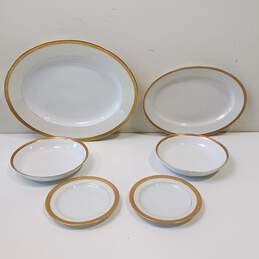 Vintage White & Gold-Tone Trim Bowls and Plates alternative image
