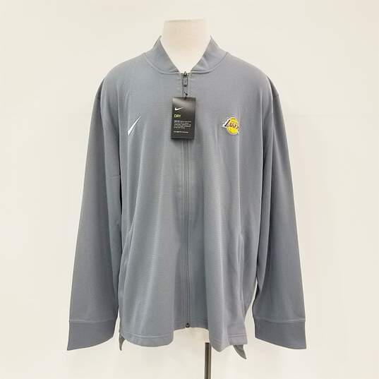 Buy the Nike Men's Light Gray L.A. Lakers Zip-Up Sweater Sz. 3XL