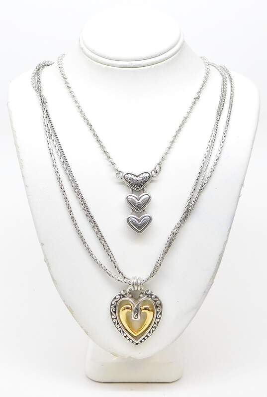 Brighton Silver & Two-Tone Scrolled Heart Pendant Necklaces 45.3g image number 1