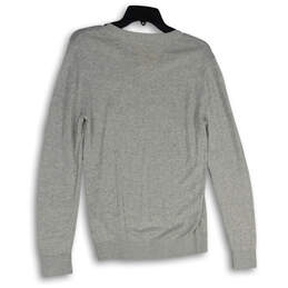 Womens Gray Knitted V-Neck Long Sleeve Pullover Sweater Size Small alternative image