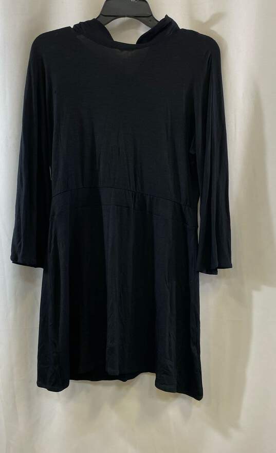 NWT Porter Grey Womens Black Cotton Long Sleeve Crew Neck Mini Dress Size 3 image number 1