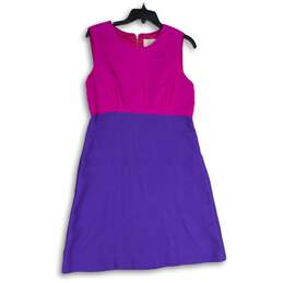 Kate Spade Womens Pink Purple Sleeveless Round Neck Back Zip A-Line Dress Sz 10