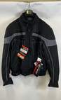 NWT Olympia Men's Black Gray Leather Long Sleeve Motorcycle Jacket Size 3 image number 1