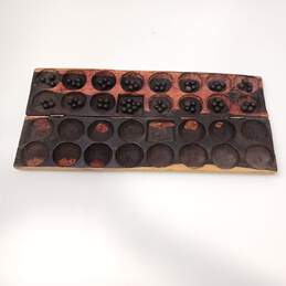Vintage African Mancala Bao Game in Hand Carved Elephant Case