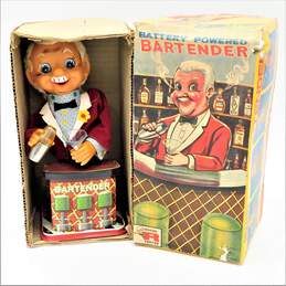 Vintage Rosko Toys Battery Operated Bartender Tin Toy IOB