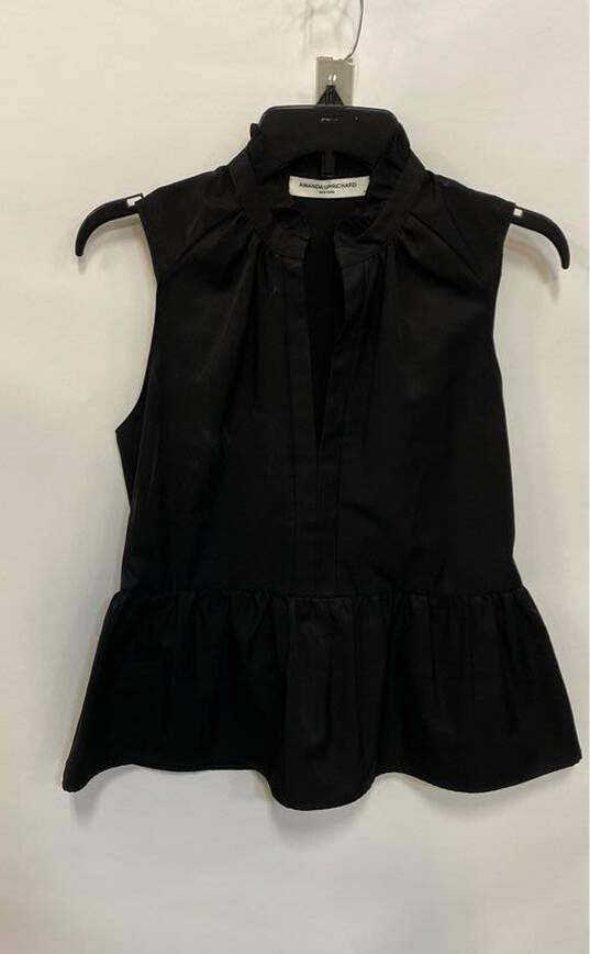Amanda Uprichard Womens Black Sleeveless Split Neck Blouse Top Size Medium image number 1