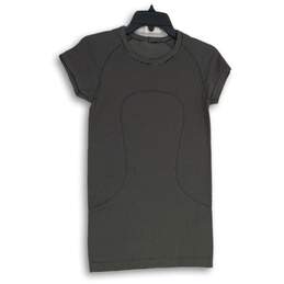 Lululemon Womens Swiftly Tech Black White Striped Pullover T-Shirt Size 6