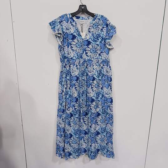 Charlee Aubrey Blue Daisy Waist Tie Midi Dress Women's Size XL image number 1