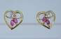 Romantic 14K Yellow Gold Spinel & Diamond Accent Heart Stud Earrings 1.6g image number 1