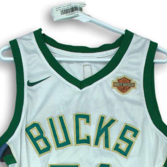 NBA Nike White Green Bucks Jersey #34 Antetokounmpo Size 48 image number 3
