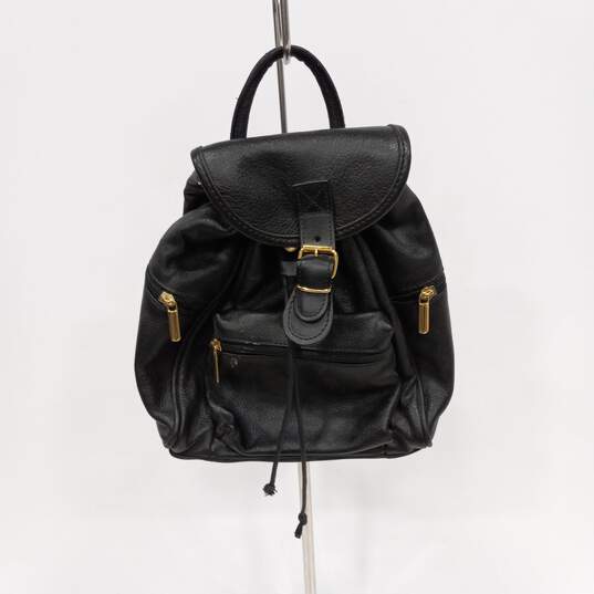 Borgonicchio Black Leather Mini Backpack image number 1