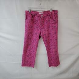 MNG Pink Floral Patterned Raw Hem Straight Leg Jeans WM Size 10
