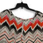 NWT Womens Multicolor Chevron Round Neck Cap Sleeve Blouse Top Size 2 image number 4