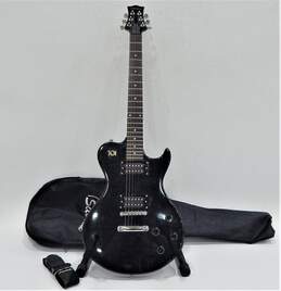 Silvertone Brand SSL-1/MBK Model 6-String Black Electric Guitar w/ Soft Gig Bag