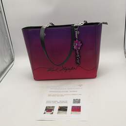 NWT Karl Lagerfeld Womens Pink Purple Ombre Double Strap Tote Bag Purse w/ COA