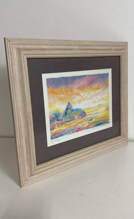 Impressionist Farmhouse Country Sunset Print Signed Jean Fernand Matted Framed image number 2