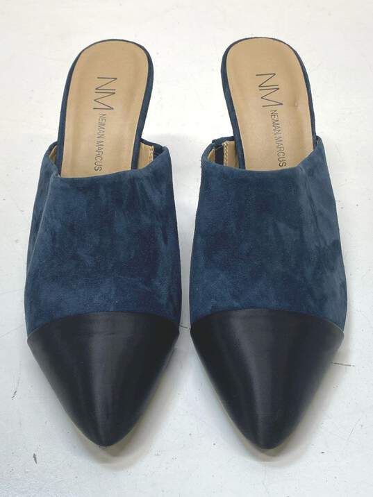 Neiman Marcus Suede Mule Heels Navy 8.5 image number 4