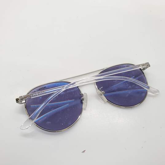 Michael Kors 'Hartley' MK1070 Clear Frame Blue Round Lens Aviator Sunglasses image number 4