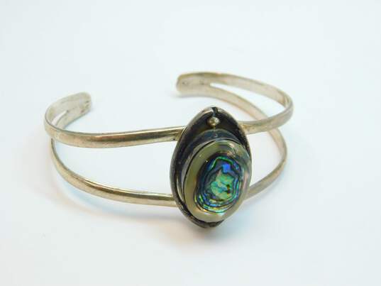 Taxco 925 Abalone Shell Cut Out Cuff Bracelet 24.7g image number 2