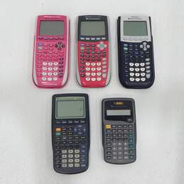 Lot of 5 Texas Instruments Graphing Calculators Ti-84 Plus Silver Edition etc