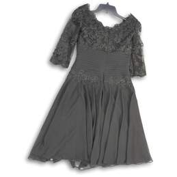 NWT JJ's House Womens Black Lace Half Sleeve Scoop Neck A-Line Dress Size 10 alternative image