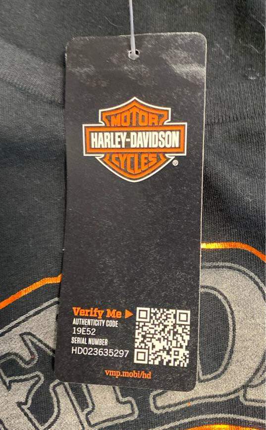 NWT Harley Davidson Womens Black Graphic Print Round Neck Pullover T-Shirt Sz S image number 6