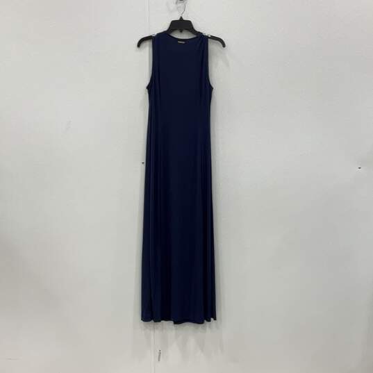NWT Michael Kors Womens Blue Tie Neck Sleeveless Maxi Dress Size Medium image number 2