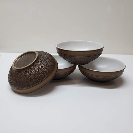 Denby Pottery Stoneware Cotswold Soup Cereal Fruit Bowls Textured Brown Set of 4 image number 1